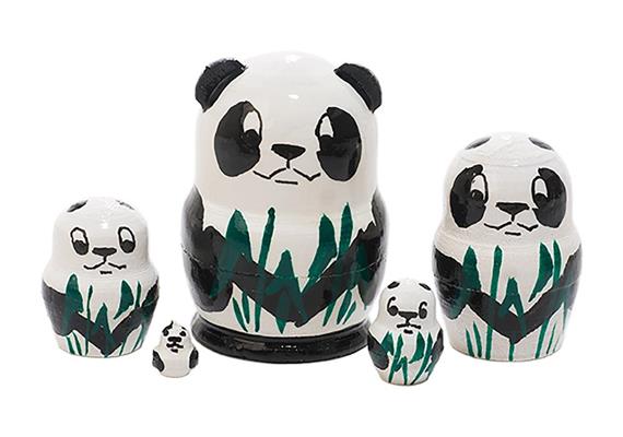 Babuschka Mini Panda 5 Stück, 3.8 cm