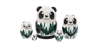 Babuschka Mini Panda 5 Stück, 3.8 cm