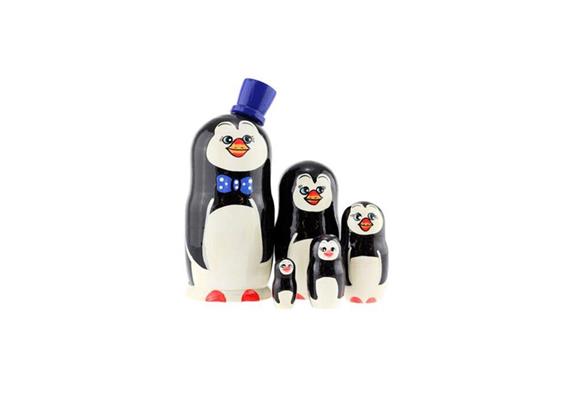 Babuschka Pinguine blau 5 Stück, 10.5 cm