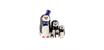 Babuschka Pinguine blau 5 Stück, 10.5 cm