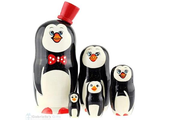 Babuschka Pinguine rot 5 Stück, 10.5 cm