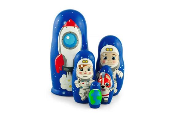 Babuschka Rocket Ship Astronaut 5 Stück, 14 cm