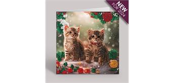 Crystal Art Card Kit Christmas Kittens 18 x 18 cm