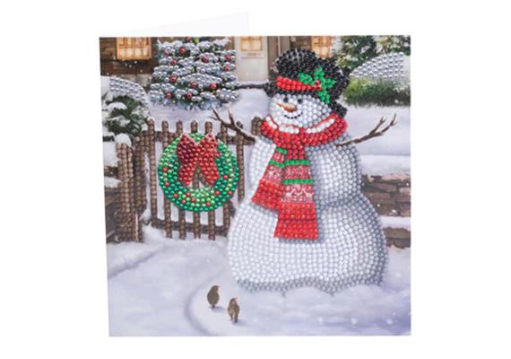 Crystal Art Card Kit Smiling Snowman 18 x 18 cm