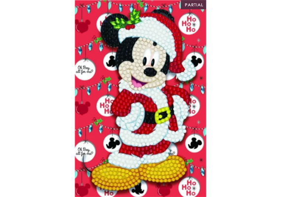 Crystal Art Card Santa Mickey, 10 x 15 cm