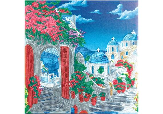 Crystal Art Kit Blue House View 30 x 30 cm mit Rahmen