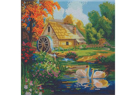 Crystal Art Kit Enchanting Water Mill 30 x 30 cm mit Rahmen