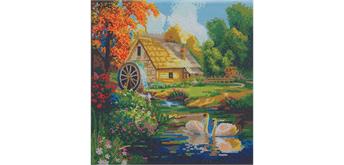 Crystal Art Kit Enchanting Water Mill 30 x 30 cm mit Rahmen