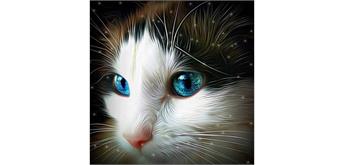 Diamond Painting Blue Eyed Kitten 40 x 40 cm, runde Steine