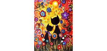 Diamond Painting Katzen mit Blumen 30 x 40 cm mit Rahmen