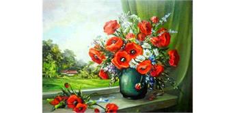 Diamond Painting Mohnblumenstrauss 30 x 40 cm mit Rahmen