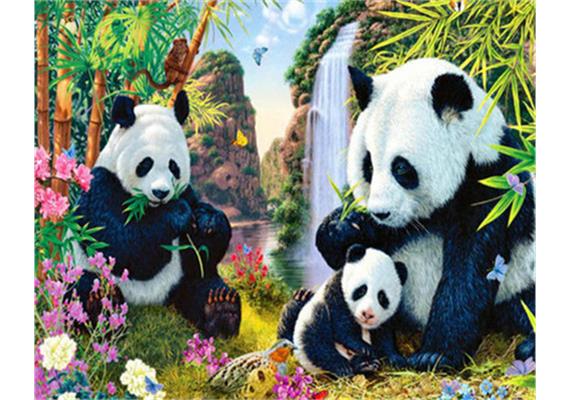 Diamond Painting Pandafamilie 30 x 40 cm mit Rahmen