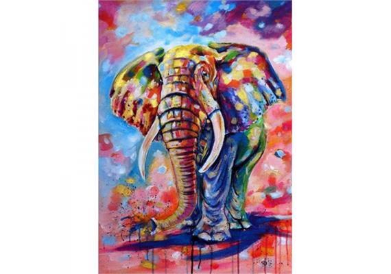 Diamond Painting Set DP2280249 Elephant 50 x 40 cm, eckige Steine