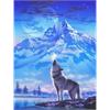 Diamond Painting Wolf vor Berg 30 x 40 cm mit Rahmen