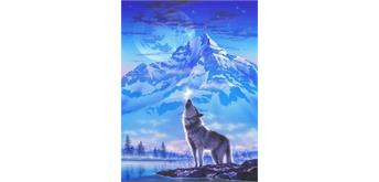 Diamond Painting Wolf vor Berg 30 x 40 cm mit Rahmen