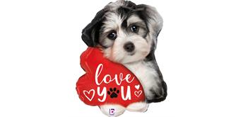 Folienballon - Love you Puppy 74 cm ohne Füllung