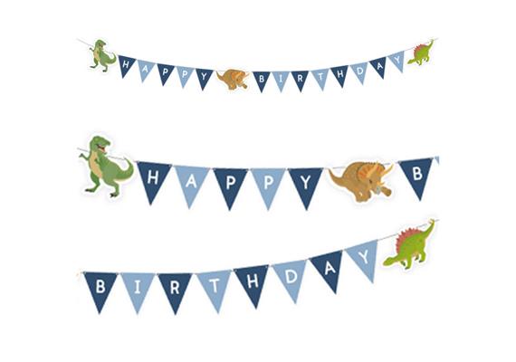 Girlande Happy Birthday, Dinosaurier, 1.8 Meter