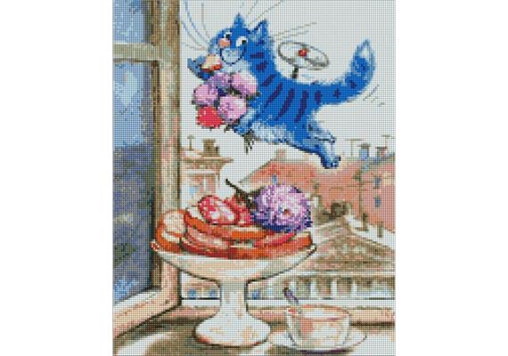 ideyka AMO7159 Diamond Painting - Katze Andron mit Rahmen 40 x 50 cm