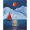 ideyka AMO7215 Diamond Painting - Rotes Segelboot mit Rahmen 40 x 50 cm