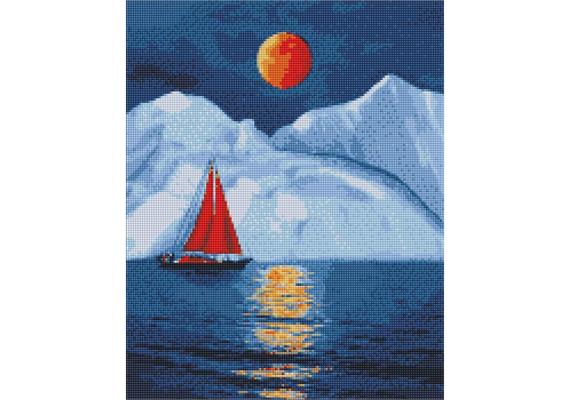 ideyka AMO7215 Diamond Painting - Rotes Segelboot mit Rahmen 40 x 50 cm