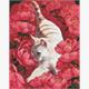 ideyka AMO7258 Diamond Painting - Katze in Pfingsrosen mit Rahmen 40 x 50 cm