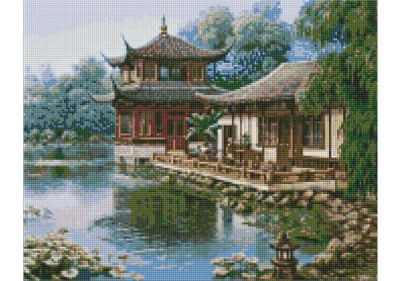 ideyka AMO7342 Diamond Painting - Chinesisches Haus mit Rahmen 40 x 50 cm