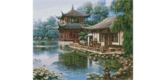 ideyka AMO7342 Diamond Painting - Chinesisches Haus mit Rahmen 40 x 50 cm