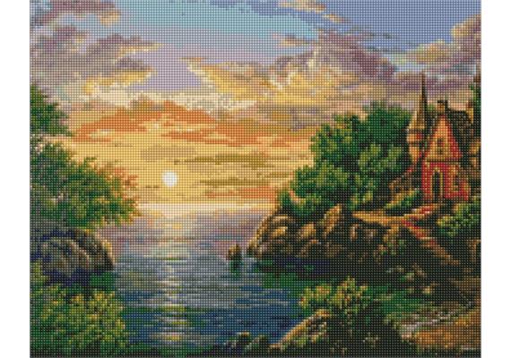 ideyka AMO7345 Diamond Painting - Sonnennuntergang mit Rahmen 40 x 50 cm