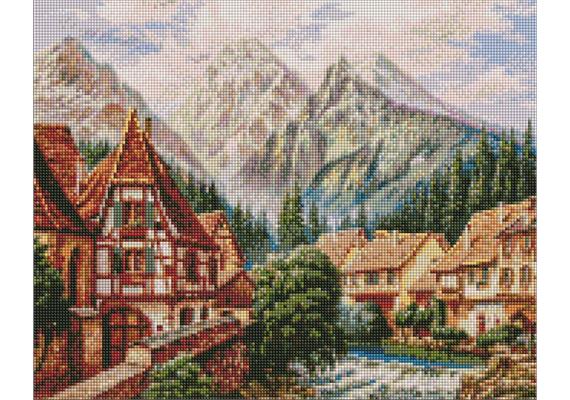 ideyka AMO7346 Diamond Painting - Stadt in den Bergen mit Rahmen 40 x 50 cm