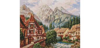 ideyka AMO7346 Diamond Painting - Stadt in den Bergen mit Rahmen 40 x 50 cm