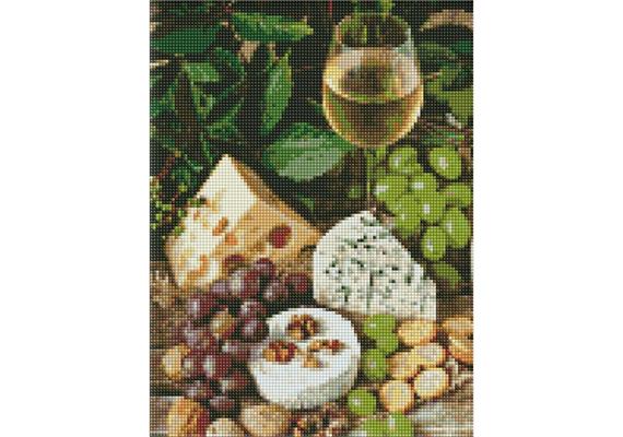 ideyka AMO7378 Diamond Painting - Weisswein mit Käse mit Rahmen 30 x 40 cm