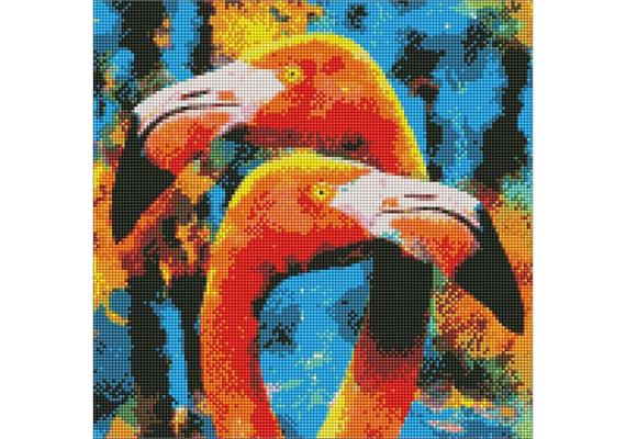 ideyka AMO7417 Diamond Painting - Orange Flamingos mit Rahmen 40 x 40 cm