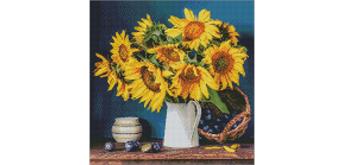 ideyka AMO7417 Diamond Painting - Sonnenblumen mit Rahmen 40 x 40 cm