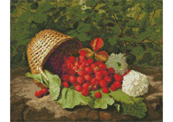 ideyka AMO7437 Diamond Painting - Korb mit Erdbeeren mit Rahmen 40 x 50 cm