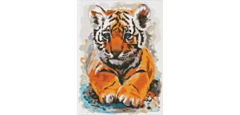 ideyka AMO7483 Diamond Painting - Tigerjunges mit Rahmen 30 x 40 cm