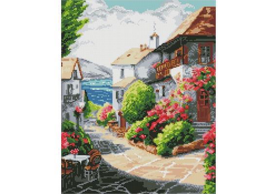 ideyka AMO7717 Diamond Painting Dorf am See mit Rahmen 40 x 50 cm