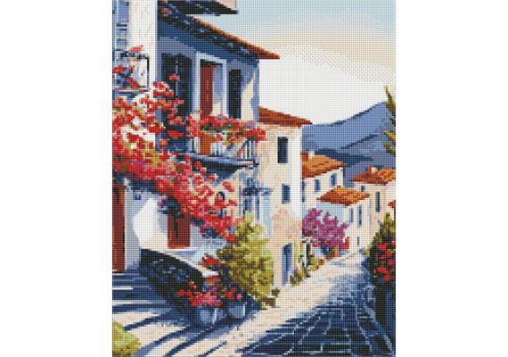 ideyka AMO7721 Diamond Painting - Stadt am Fusse der Berge mit Rahmen 40 x 50 cm