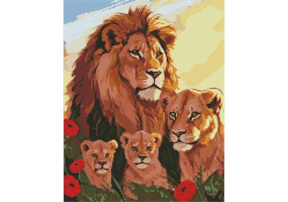 ideyka AMO7893 Diamond Painting Löwenfamilie mit Rahmen 40 x 50 cm