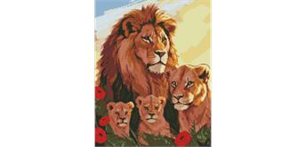 ideyka AMO7893 Diamond Painting Löwenfamilie mit Rahmen 40 x 50 cm