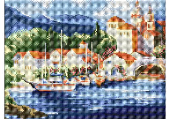 ideyka AMO7913 Diamond Painting - Am Fusse der Berge mit Rahmen 30 x 40 cm