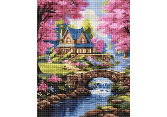 ideyka AMO7950 Diamond Painting - Ein Haus in Blumen mit Rahmen 40 x 50 cm