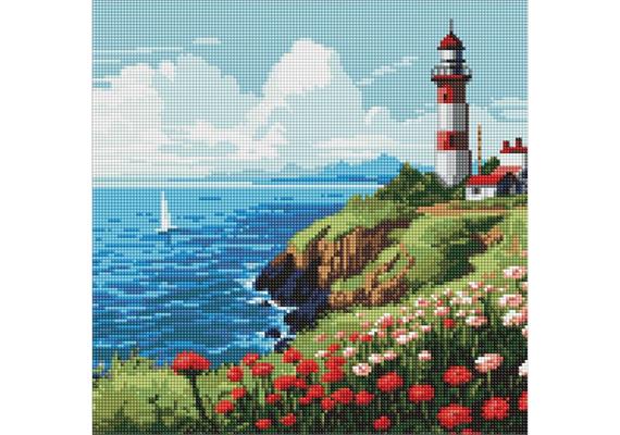 ideyka AMO7969 Diamond Painting - Ein Leuchtturm am Horizont mit Rahmen 40 x 40 cm