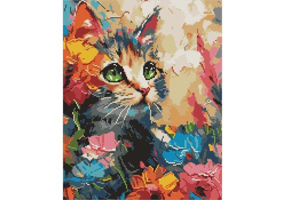 ideyka AMO7994 Diamond Painting - Flauschige Katze 40 x 50 mit Rahmen