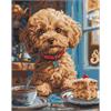 ideyka AMO8040 Diamond Painting - Maltipoo im Café mit Rahmen 40 x 50 cm