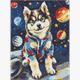 ideyka AMO8075 Diamond Painting - Kosmischer Husky mit Rahmen 30 x 40 cm