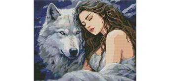 ideyka Diamond Painting - Unter dem Schutz des Wolfes 40 x 50 mit Rahmen
