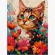 ideyka KHO6599 Malen nach Zahlen - Katze in Blumen 30 x 40 cm