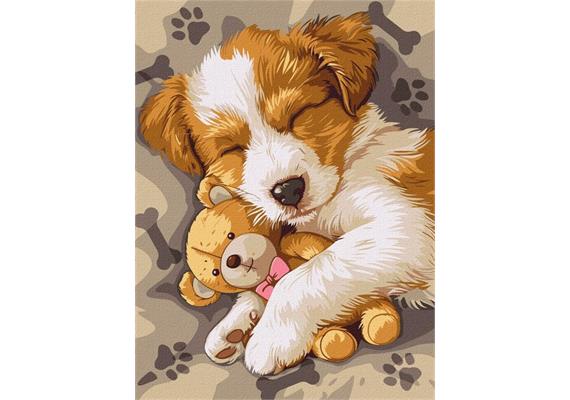 ideyka KHO6628 Malen nach Zahlen - Ein schlafender Jack Russell 30 x 40 cm