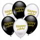 Karaloon - 6 Ballons Happy Birthday black & white ohne Füllung