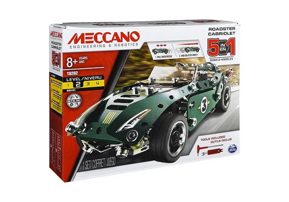 Meccano 5 Multimodell Set Pull Back Car, 174 Teile